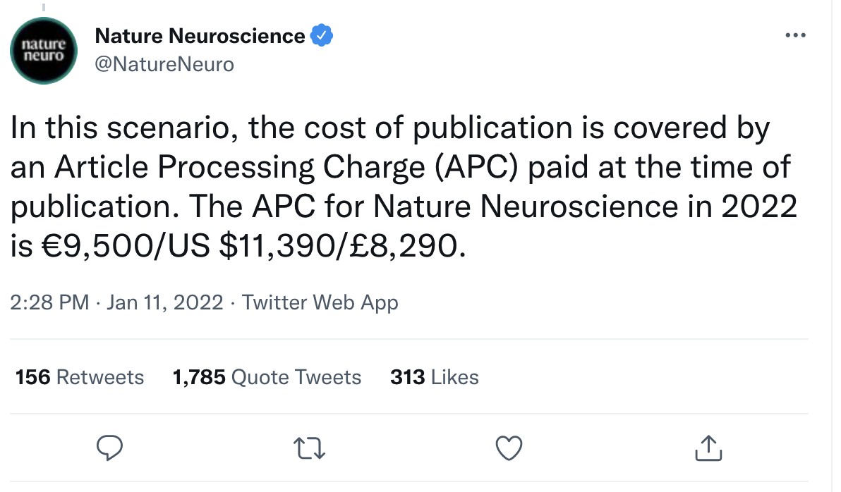 Nature Neuroscience APC Announcement